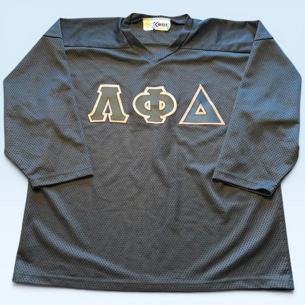Lambda Phi Delta Jersey Mens Large Black Greek Letters Kobe 3/4 Sleeve Hockey